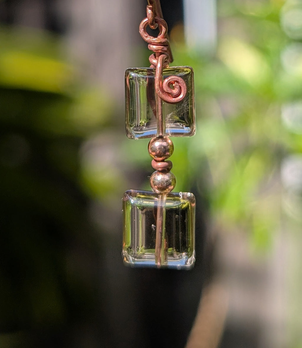 Alice- Square Smoky Quartz Earrings