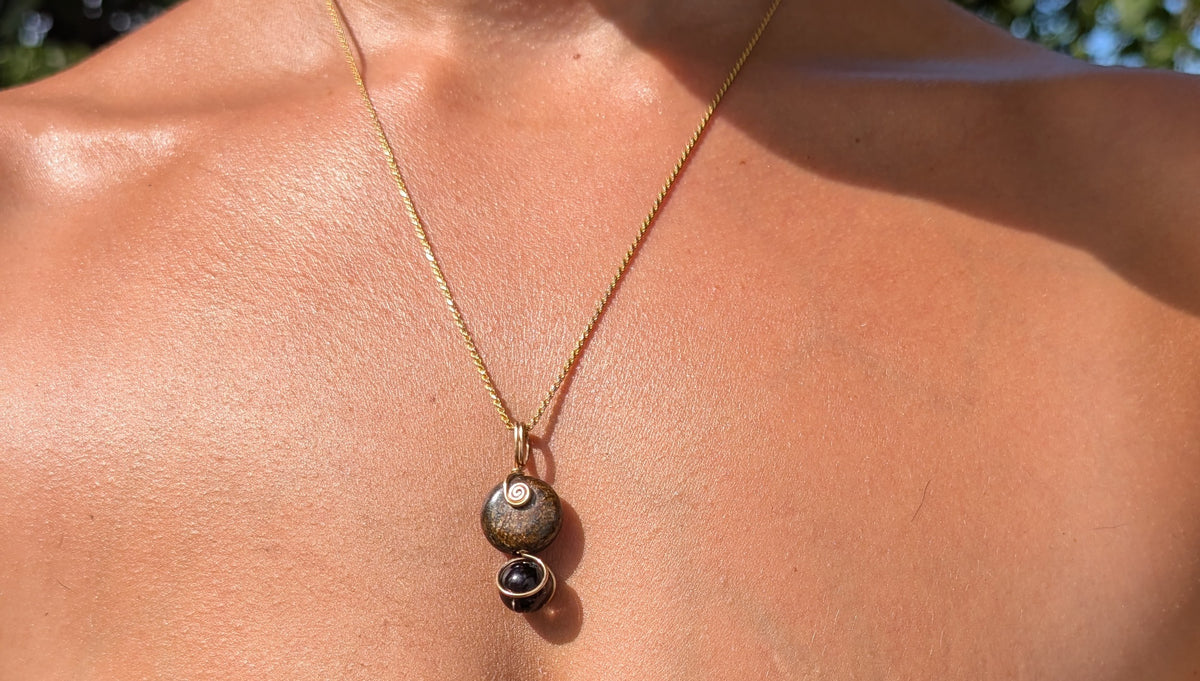Annabelle- Bronzite & Smoky Quartz Pendant
