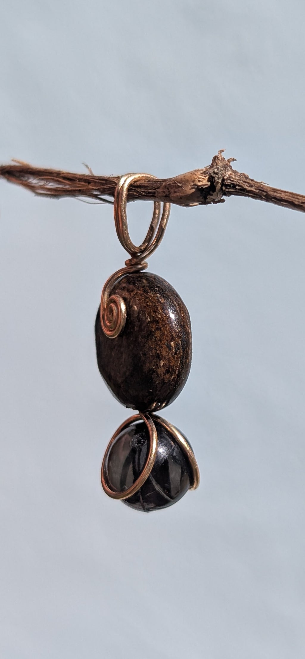 Annabelle- Bronzite & Smoky Quartz Pendant