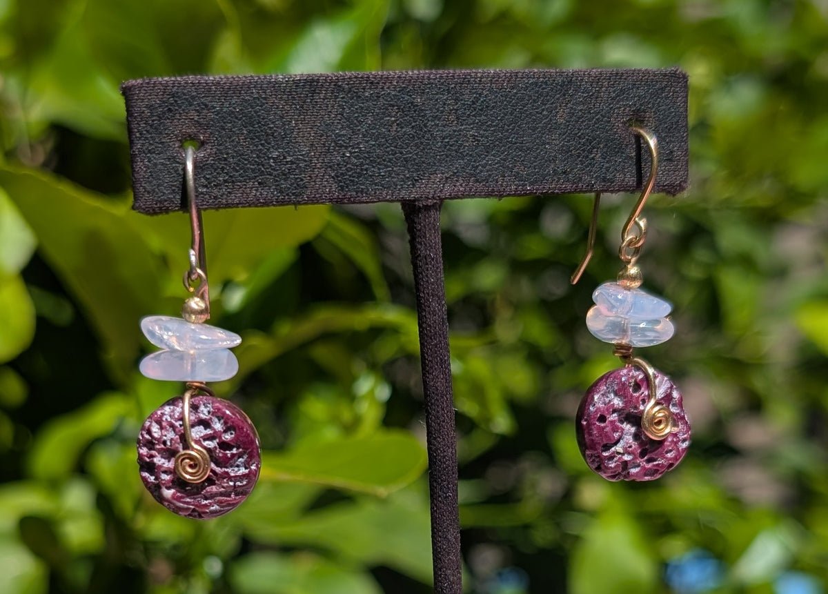 Ariel- Lavender Jade & Spiny Oyster Shell Earrings