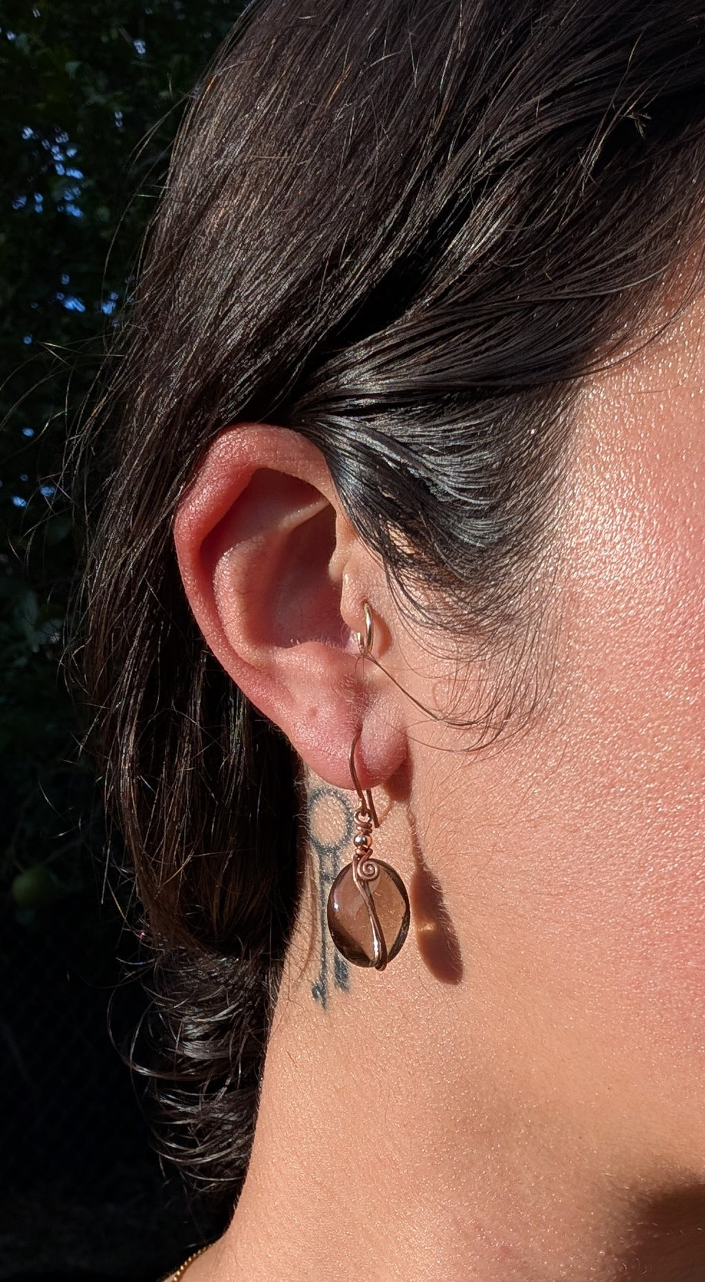 Aurora- Oval Smoky Quartz Earrings
