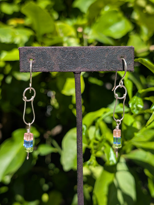 Cecelia- Cherry Quartz, Swarovski Crystal & Peridot Earrings