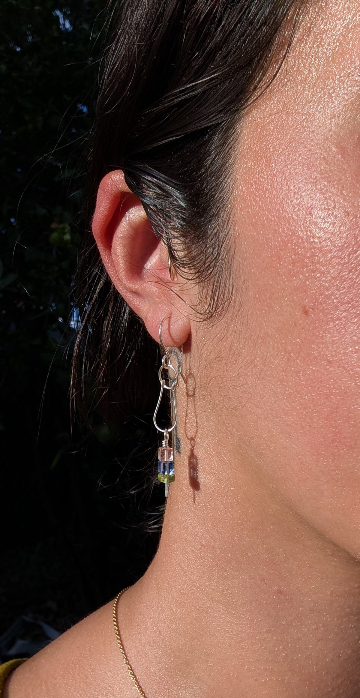 Cecelia- Cherry Quartz, Swarovski Crystal & Peridot Earrings