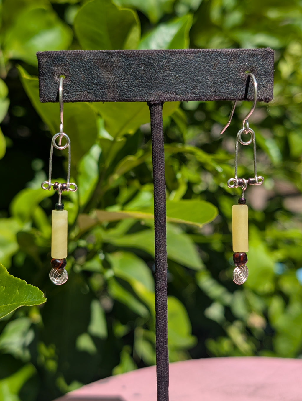 Clara- Yellow Jade & Amber Bead Earrings