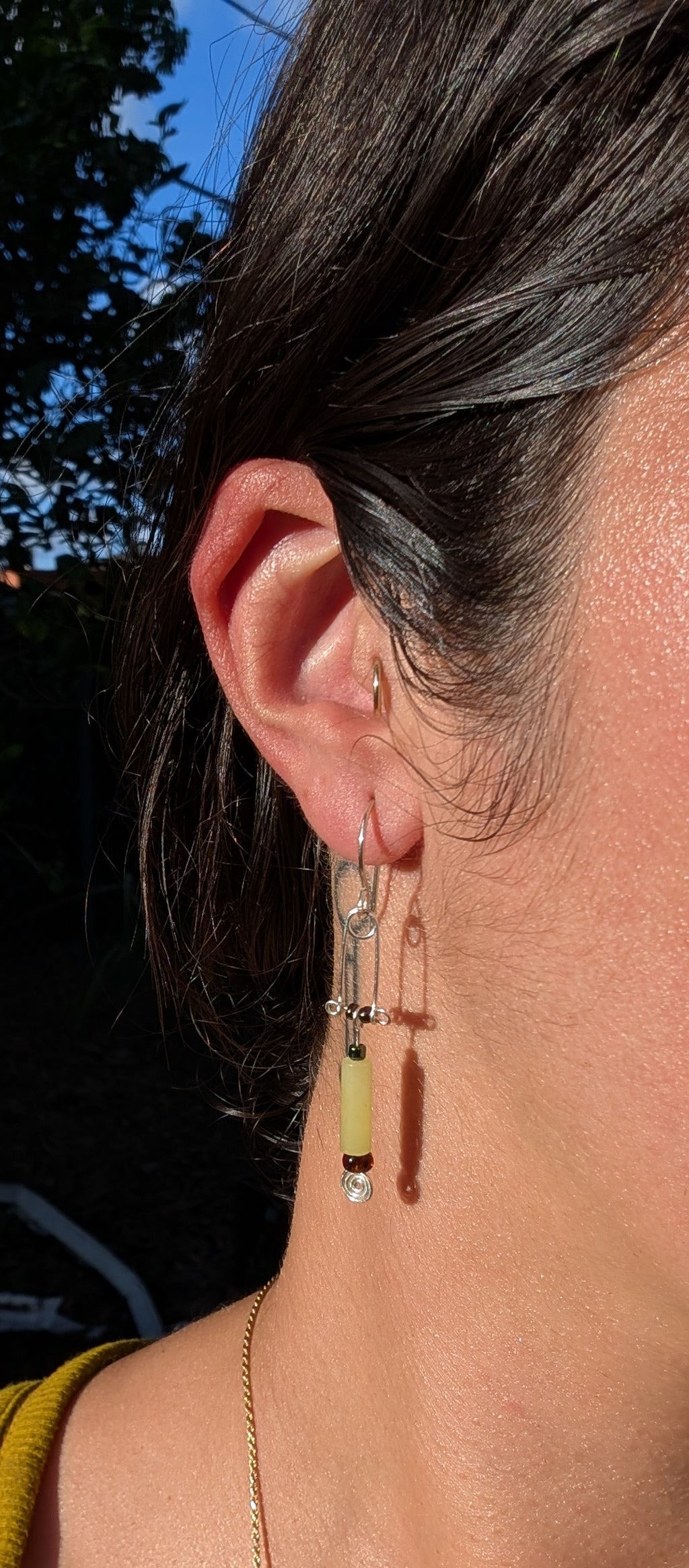 Clara- Yellow Jade & Amber Bead Earrings