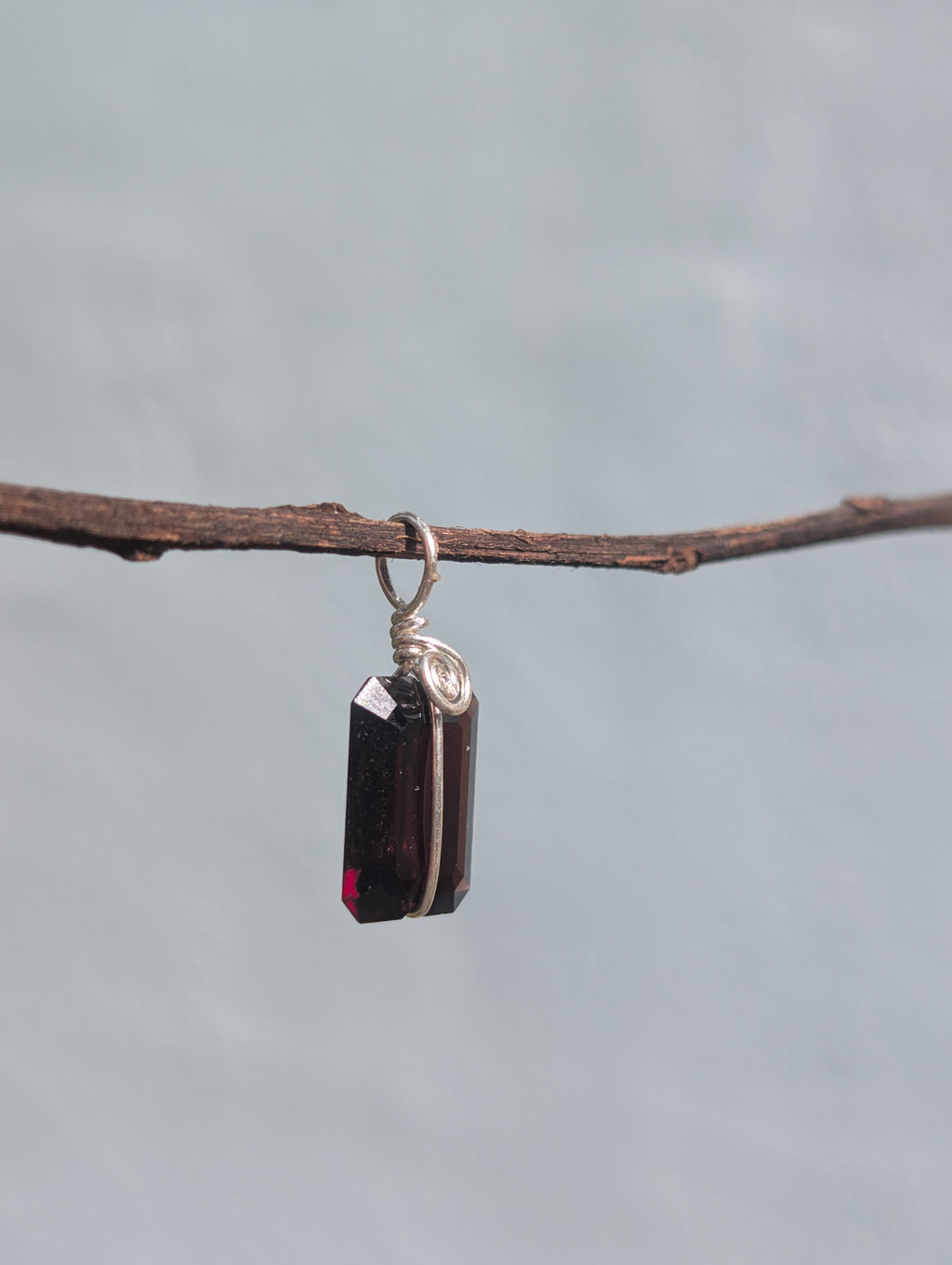 Eleanora- Garnet Emerald Cut Pendant