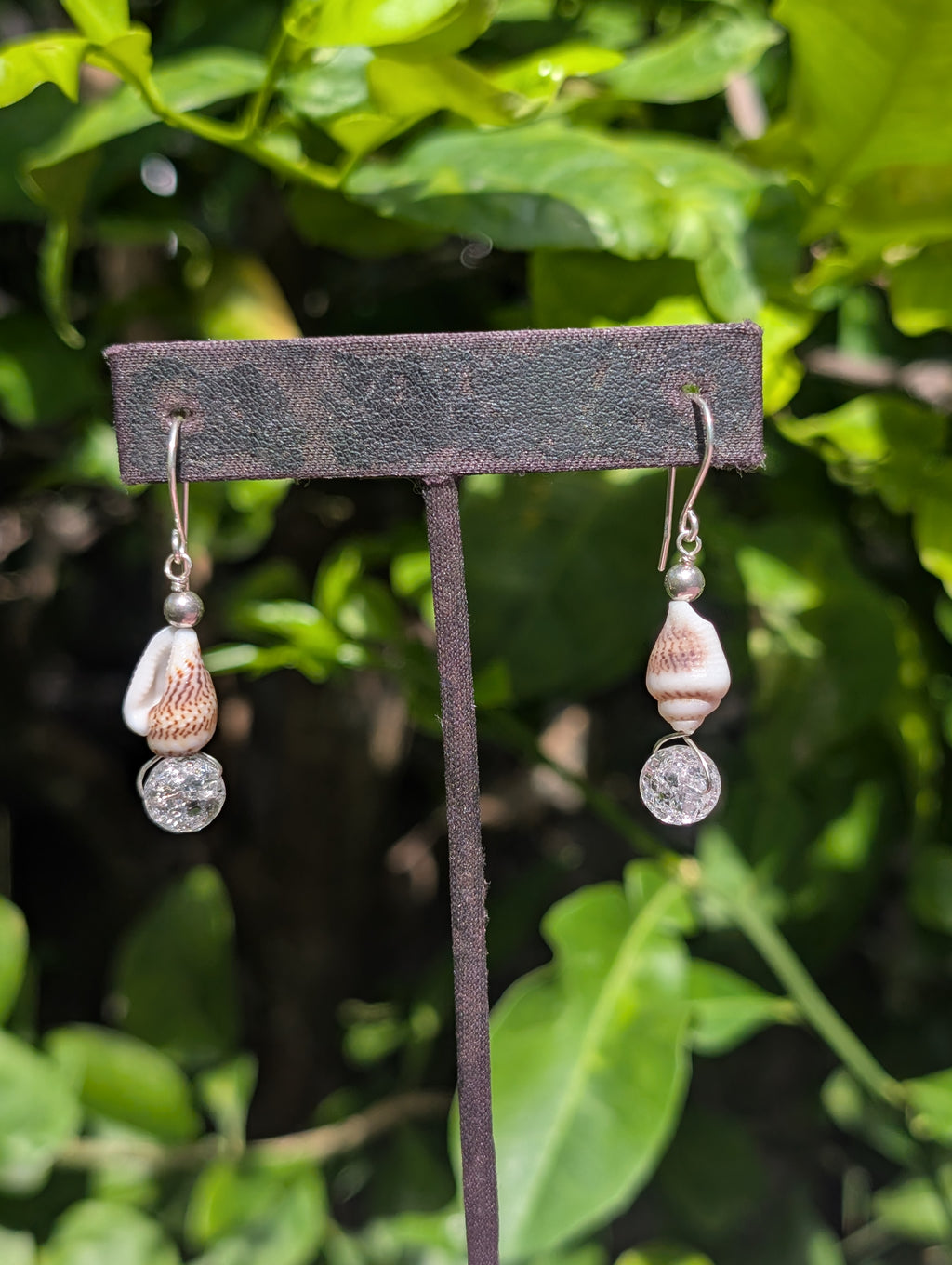 Eloise- Mini Conch Shell & Fractured Quartz Earrings