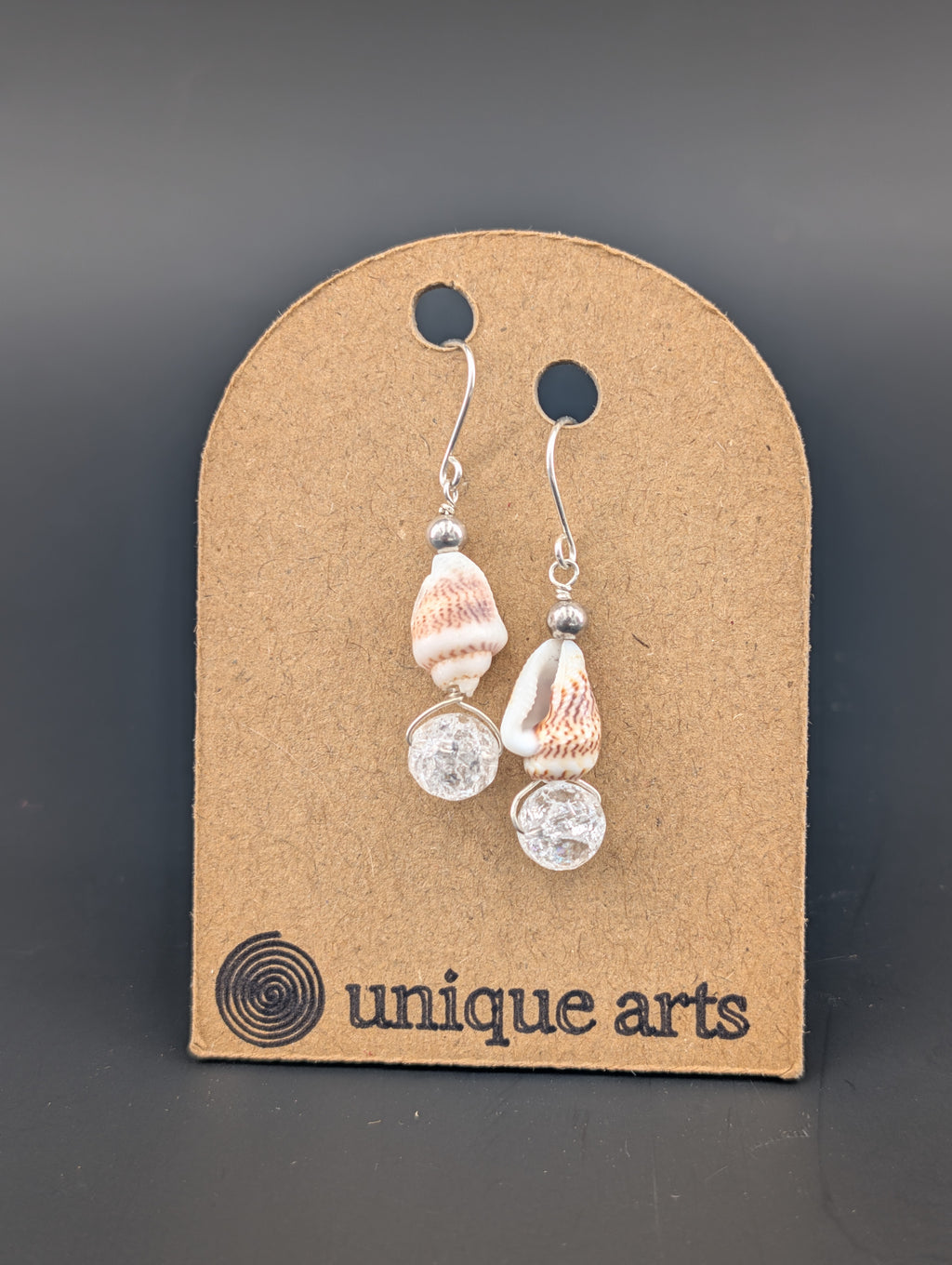 Eloise- Mini Conch Shell & Fractured Quartz Earrings