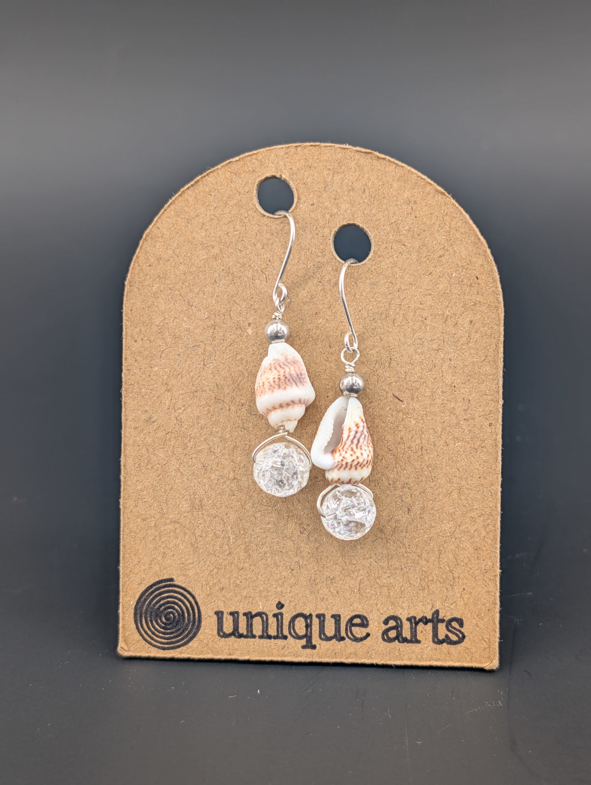 Eloise- Mini Conch Shell & Fractured Quartz Earrings