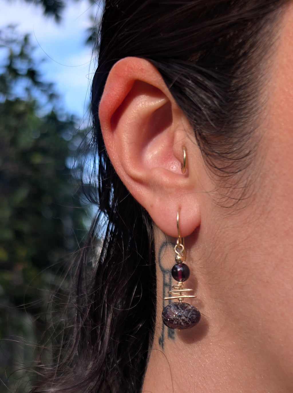 Fiona- Rough & Polished Garnet Earrings