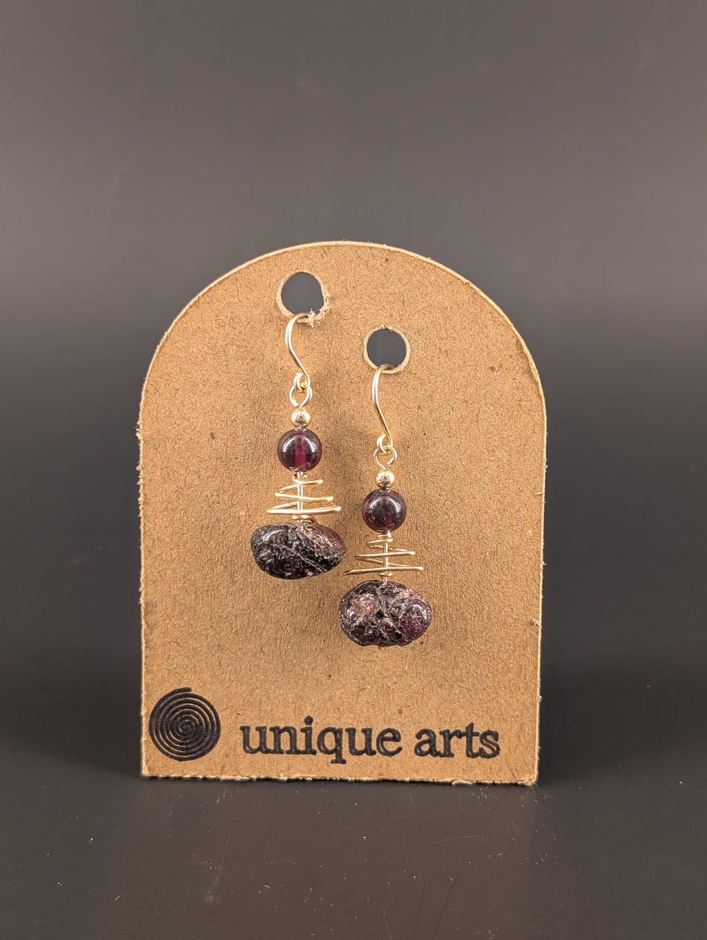 Fiona- Rough & Polished Garnet Earrings