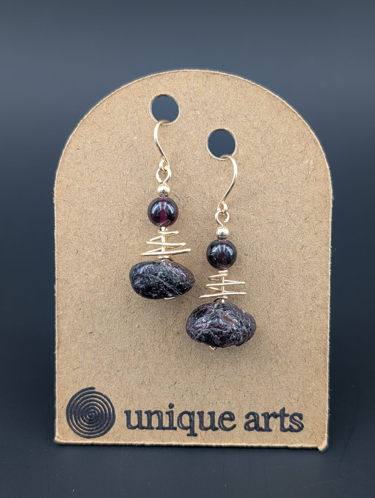 Fiona- Rough & Polished Garnet Earrings