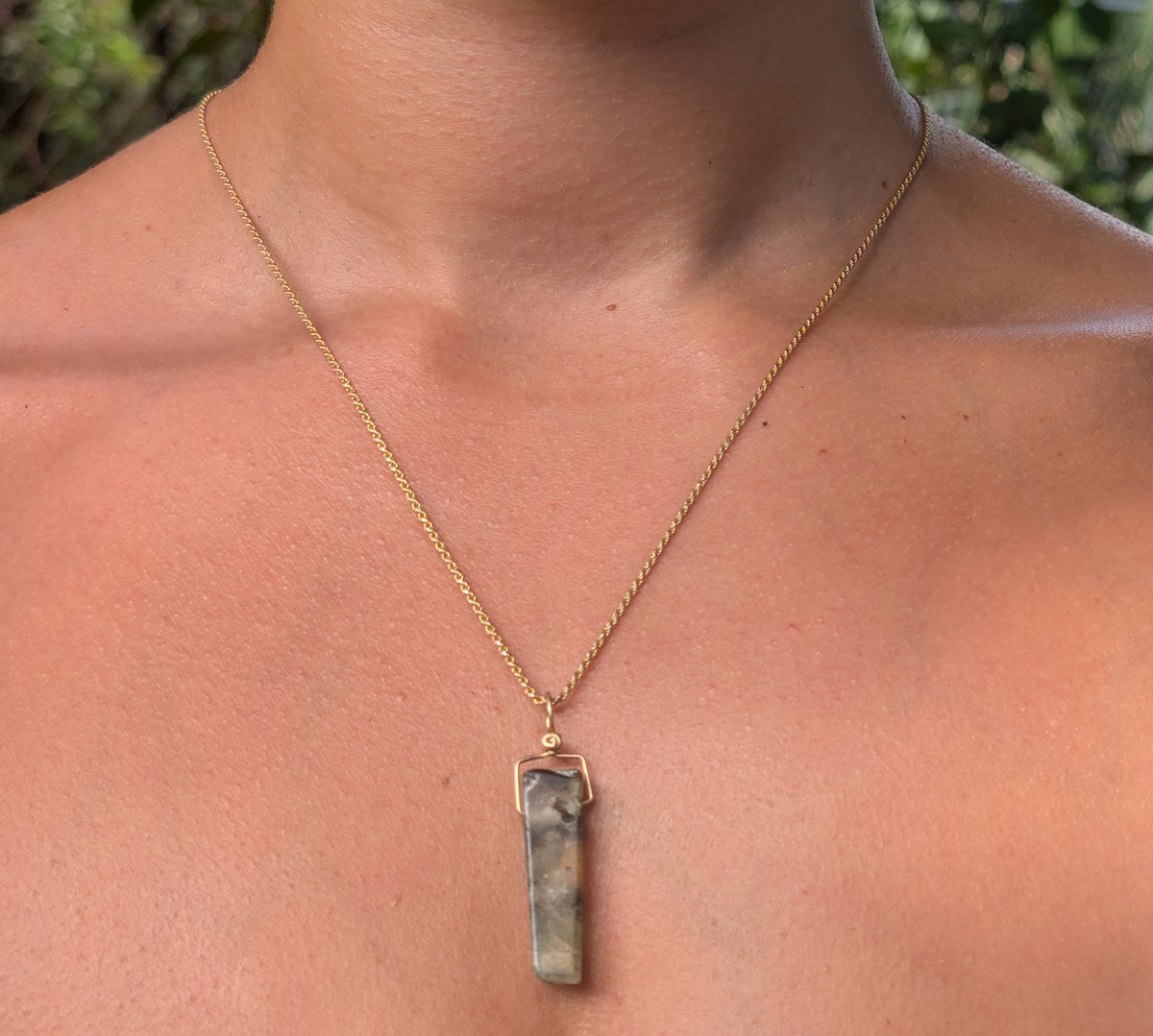 Grace- Fossilized Prehnite Pendant