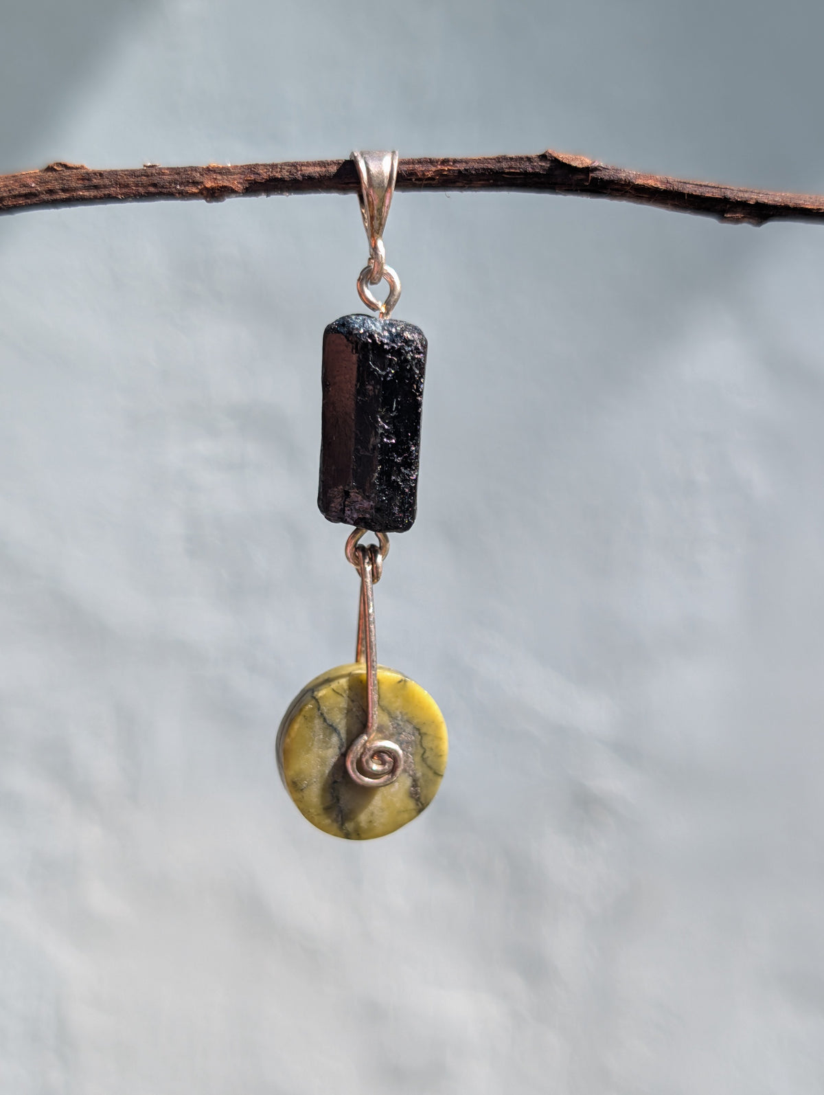 Juniper- Black tourmaline & Serpentine pendant