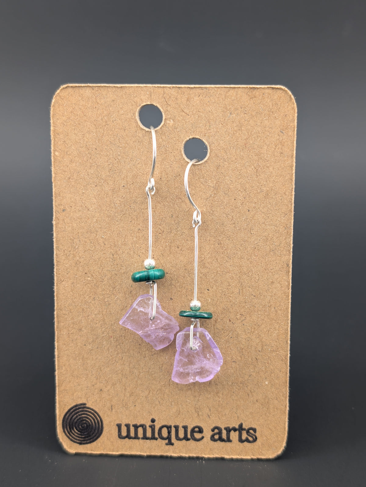 Laura- Amethyst & Malachite Earrings