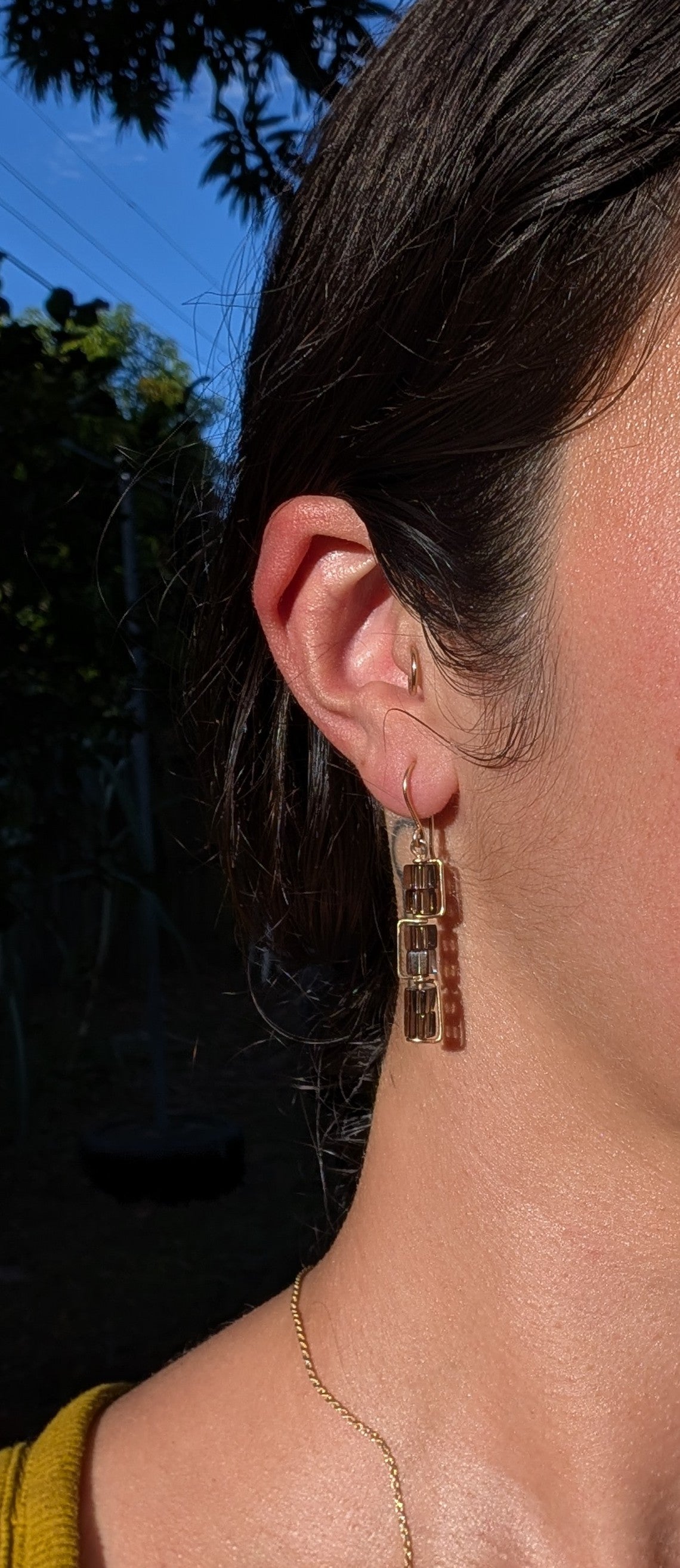 Lydia- Elongated Smoky Quartz Earrings