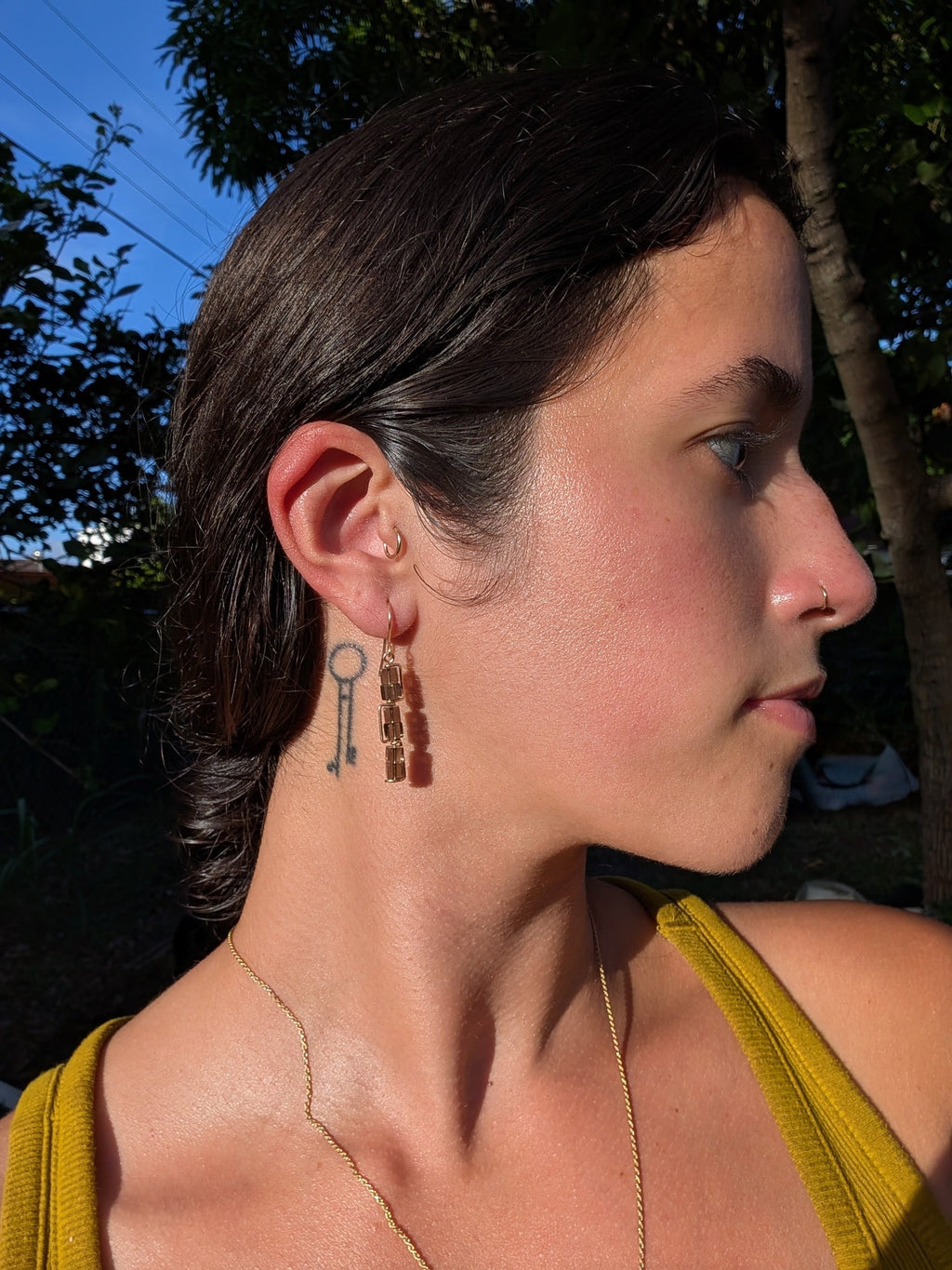 Lydia- Elongated Smoky Quartz Earrings