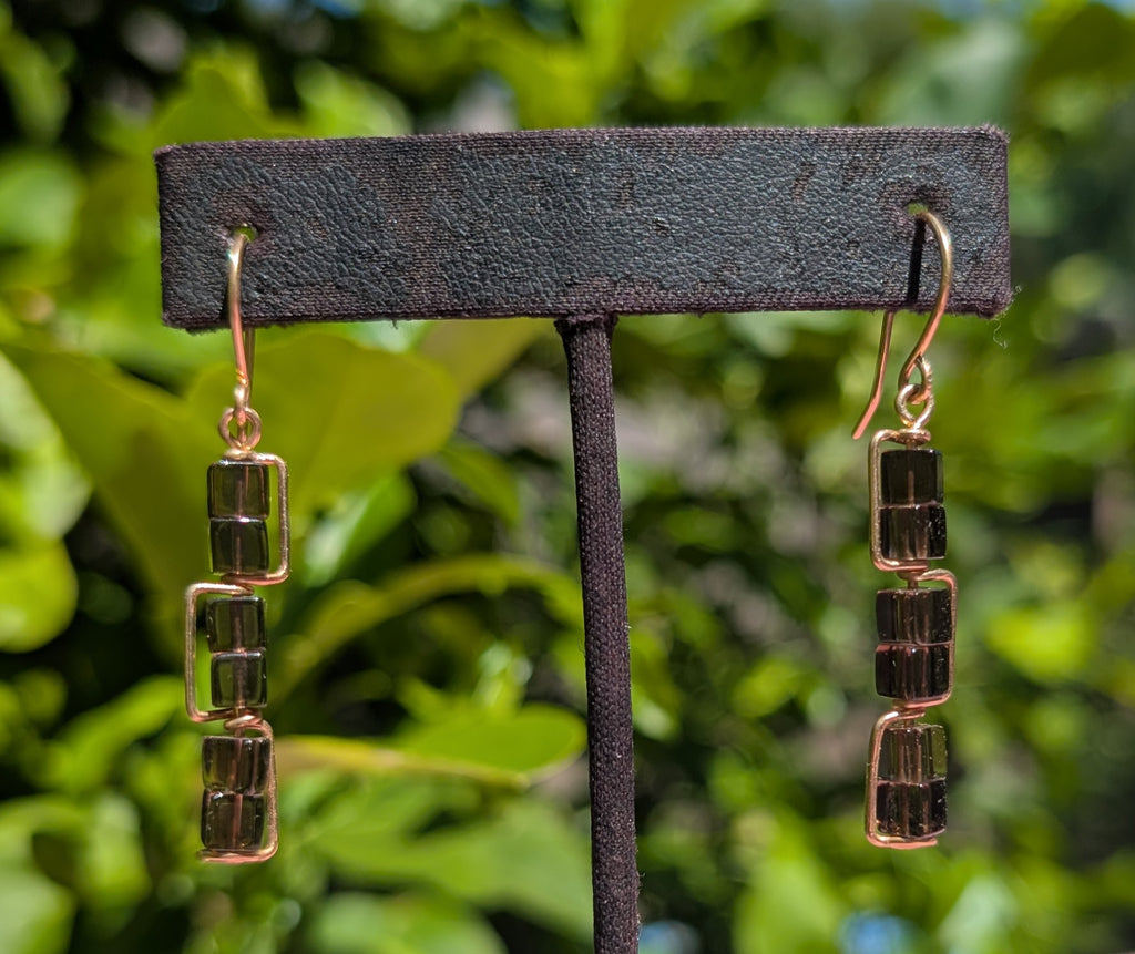 Lydia- Elongated Smoky Quartz Earrings
