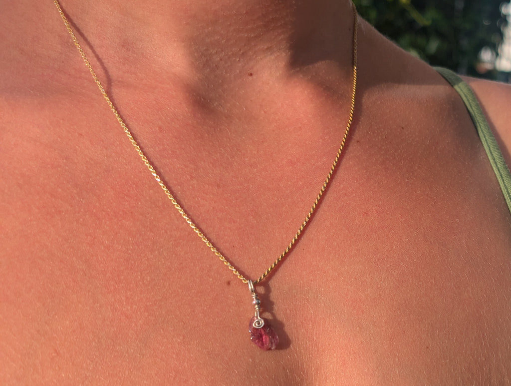 Poppy- Ruby-Light Tourmaline Pendant