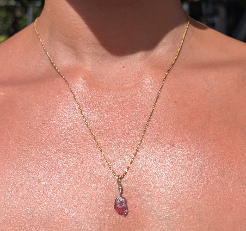 Poppy- Ruby-Light Tourmaline Pendant