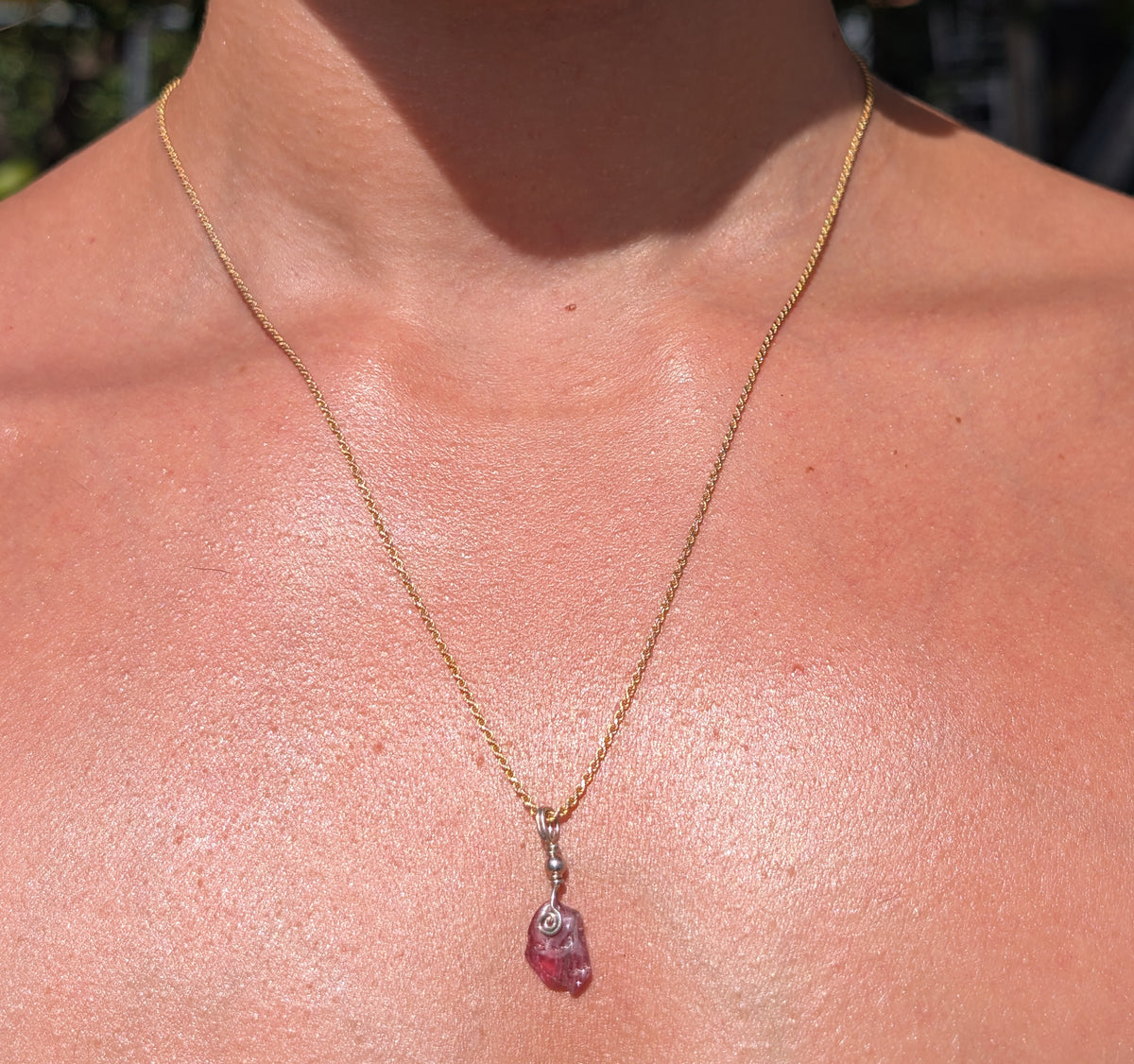 Poppy- Ruby-Light Tourmaline Pendant