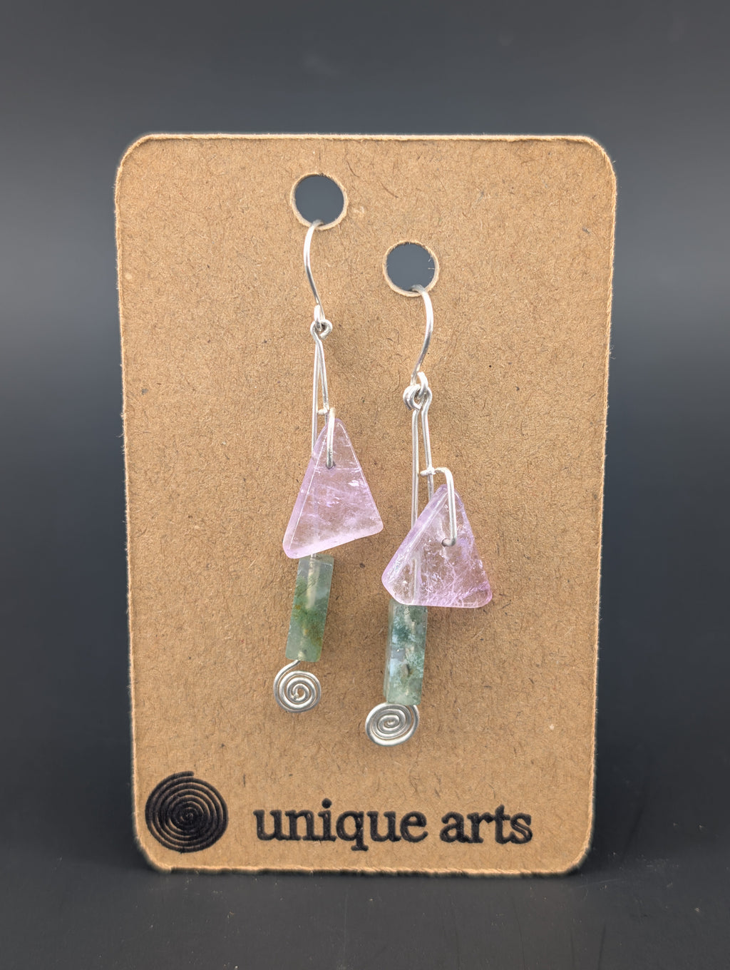 Sara- Amethyst & Moss Agate Earrings