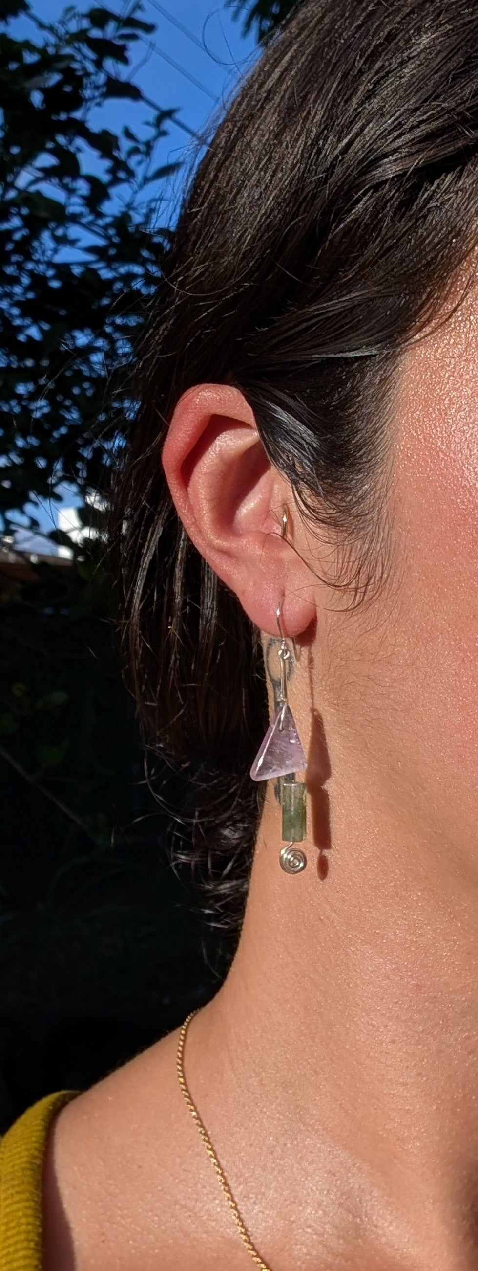 Sara- Amethyst & Moss Agate Earrings