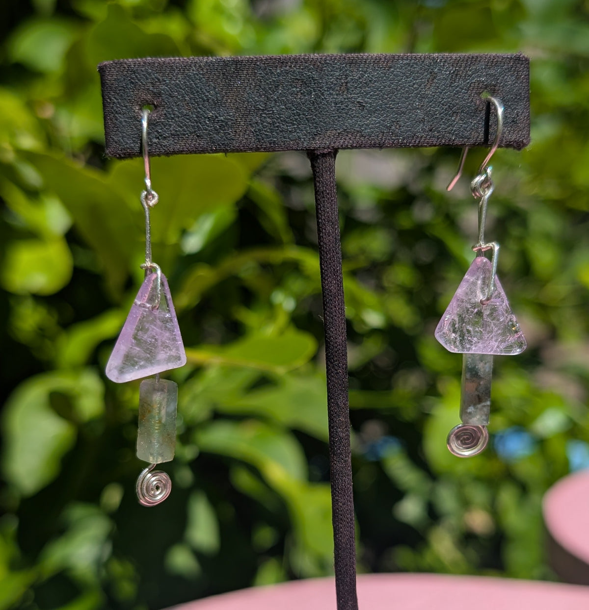 Sara- Amethyst & Moss Agate Earrings