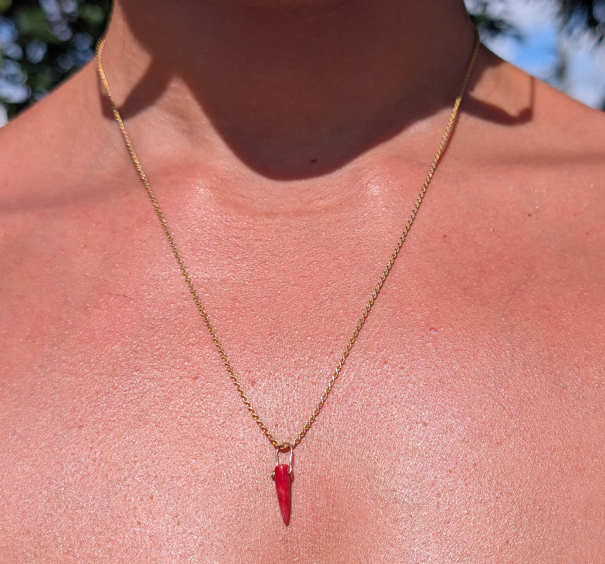 Vivienne- Red Coral Horn Pendant